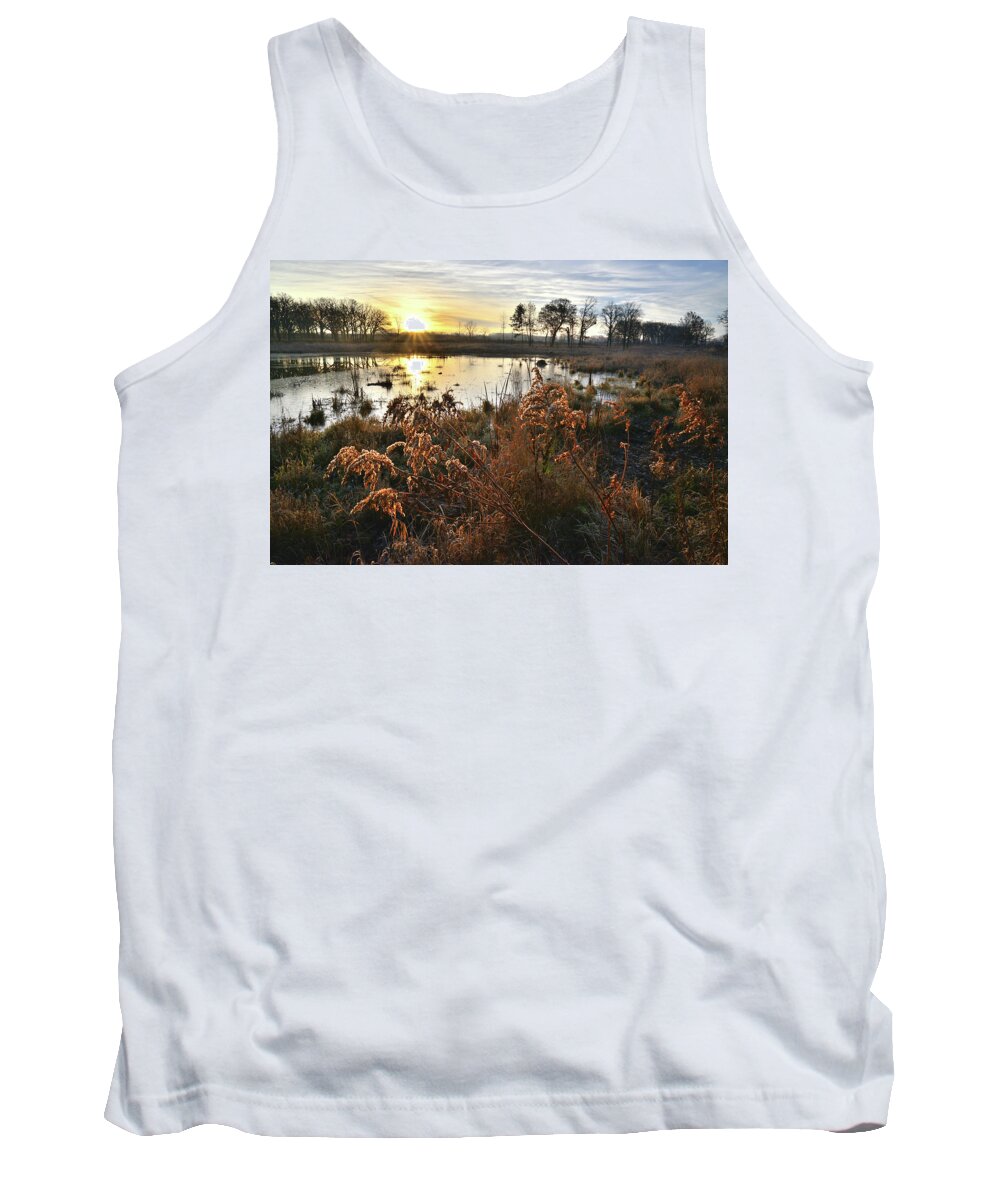 Glacial Park Tank Top featuring the photograph Wetland Sunrise in Hackmatach National Wildlife Refuge by Ray Mathis