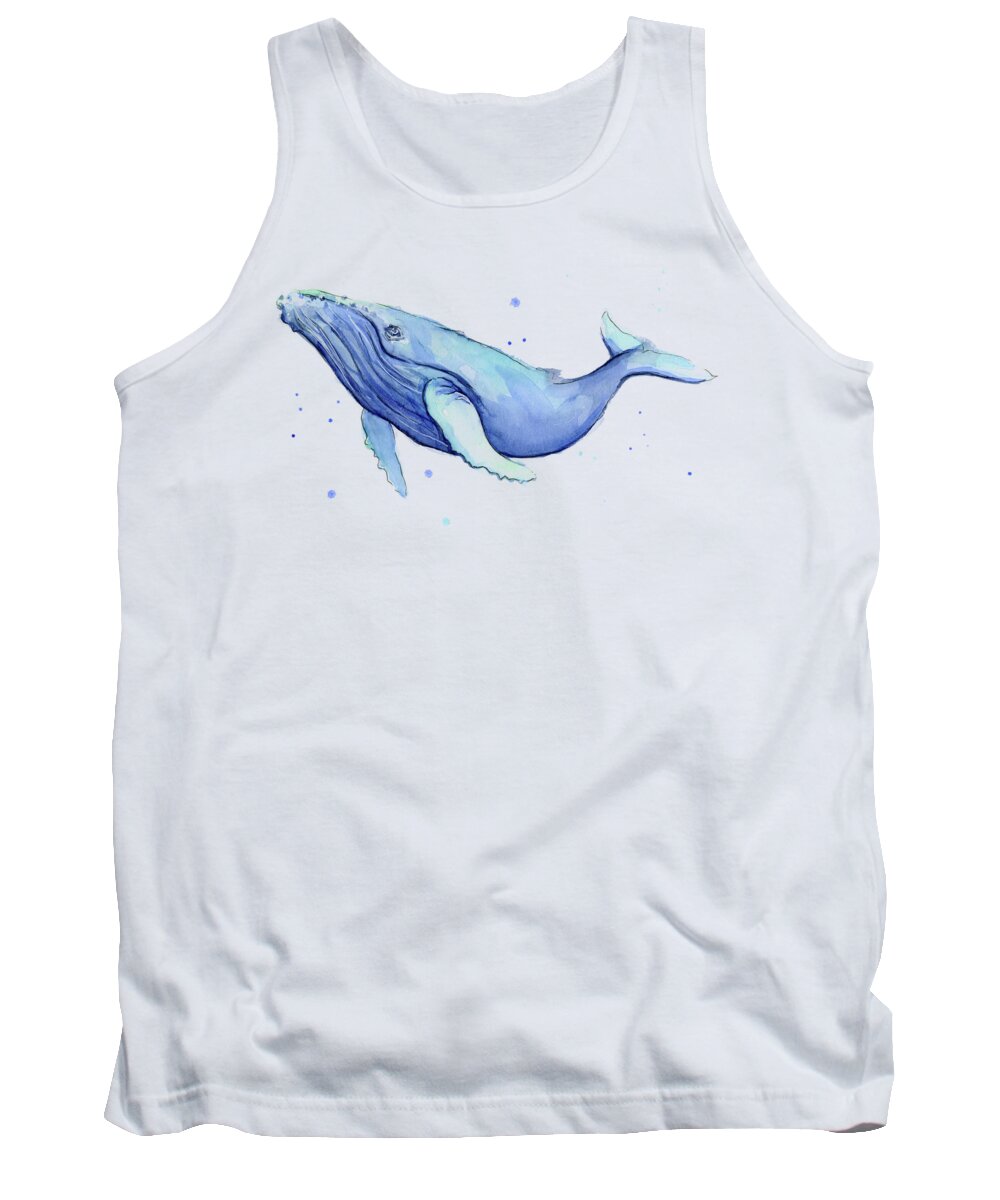 Whale Tank Top featuring the painting Whale Watercolor Humpback by Olga Shvartsur