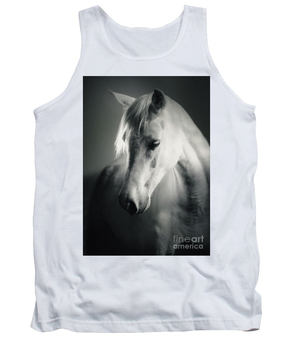 Horse Tank Top featuring the photograph White Horse Head Art Portrait by Dimitar Hristov