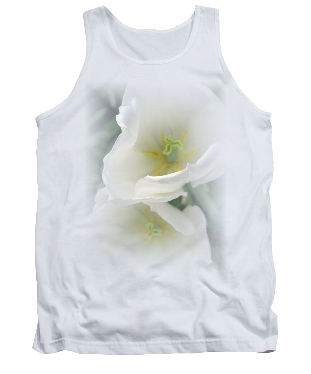 White Tank Top featuring the photograph White Tulip Fantasy by Carolyn Jacob