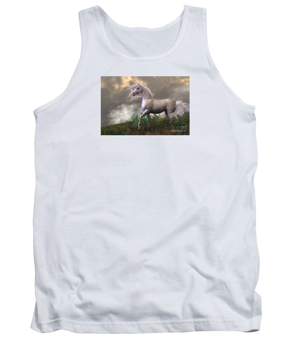 Unicorn Tank Top featuring the painting White Unicorn Stallion by Corey Ford