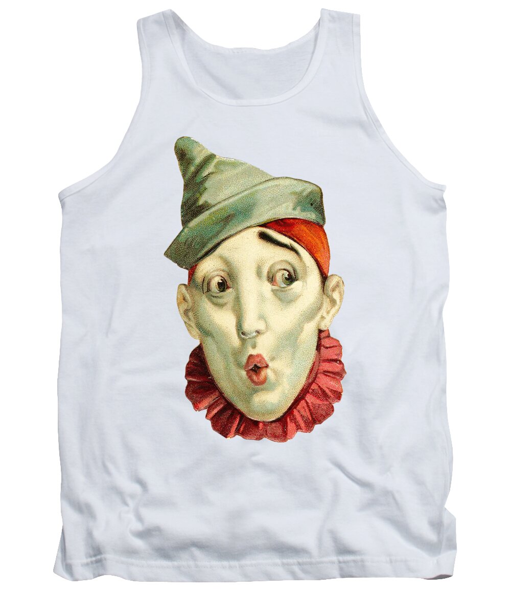 Vintage Clown Tank Top featuring the digital art Who Me? by Kim Kent