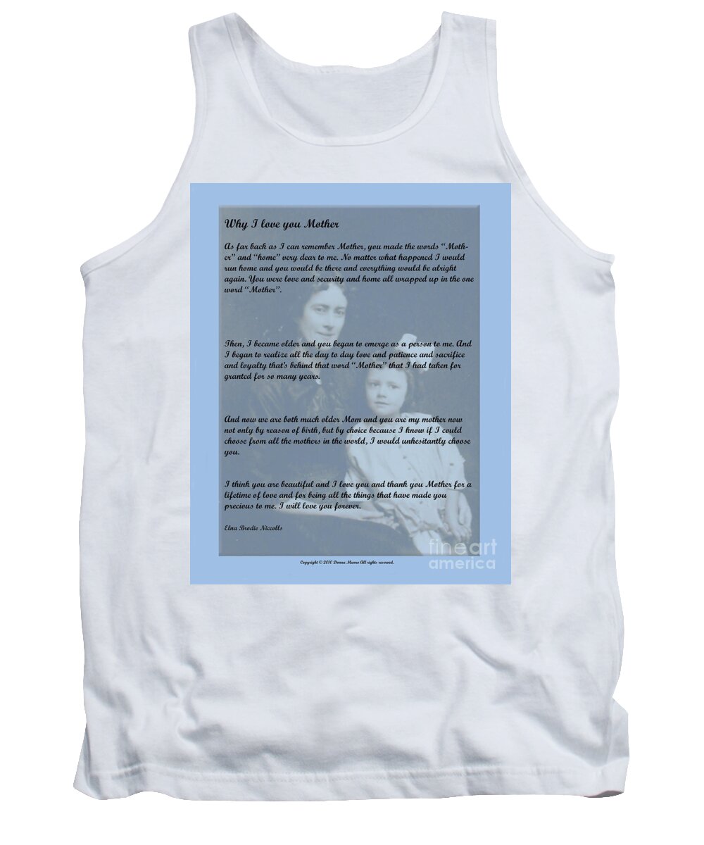 Letter To Mother Tank Top featuring the photograph Why I Love You Mother by Donna L Munro
