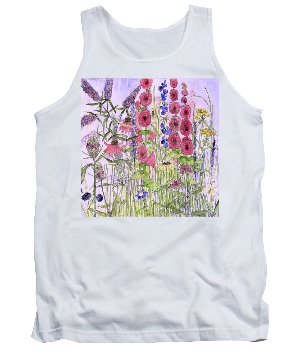 Nature Art Tank Top featuring the painting Wild Garden Flowers by Laurie Rohner