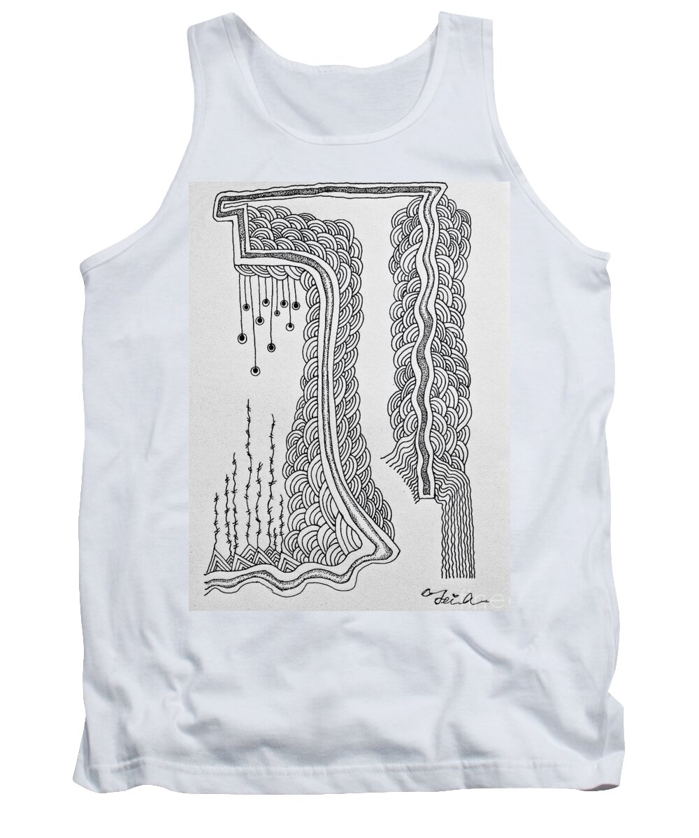 Abstract Tank Top featuring the drawing Winding by Fei A