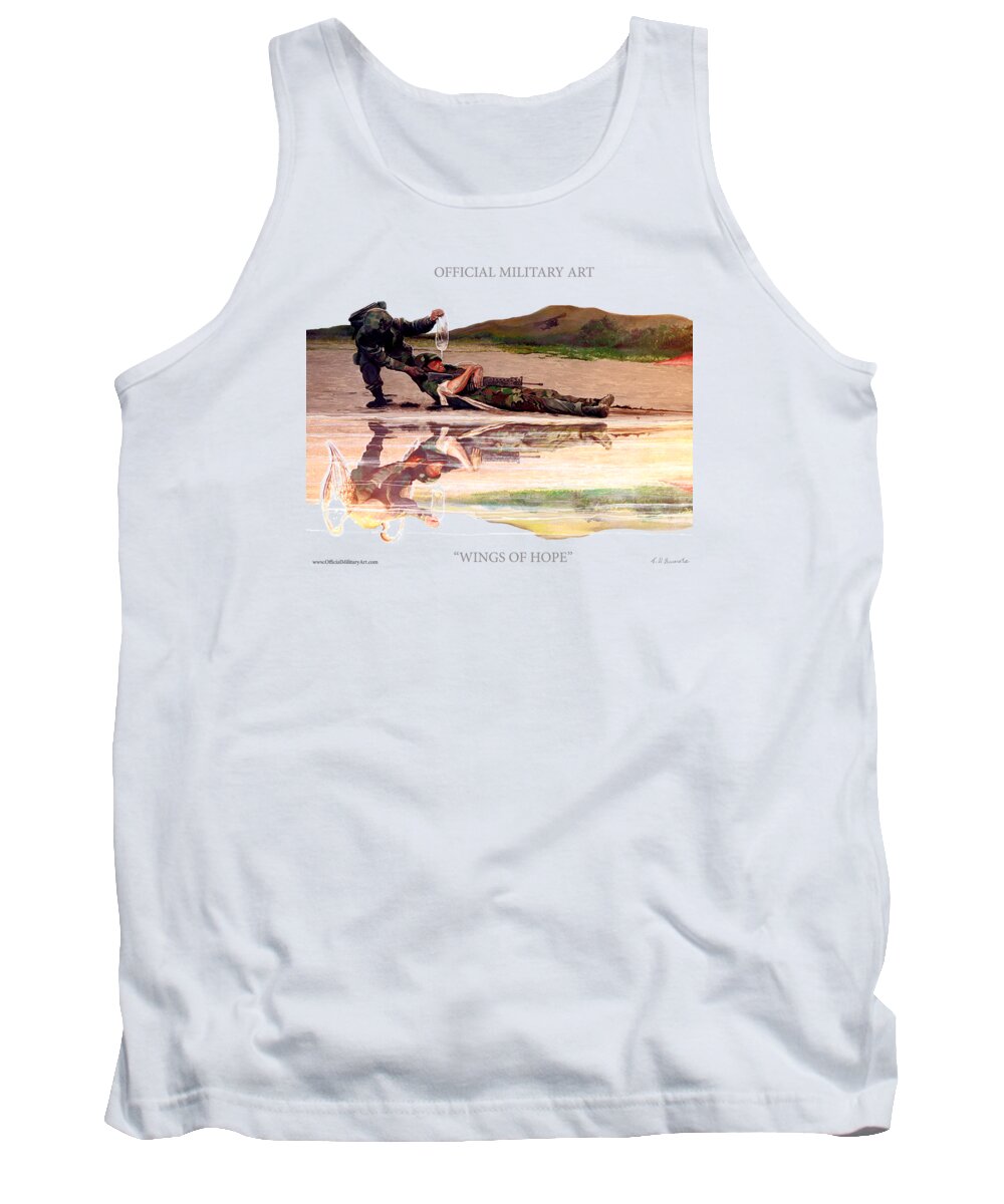  Military T Shirts Tank Top featuring the painting Wings Of Hope Design for T Shirts by Todd Krasovetz