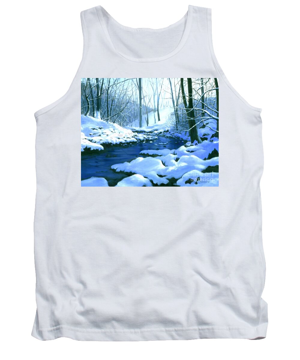 Snow Tank Top featuring the painting Winter Blues by Michael Swanson