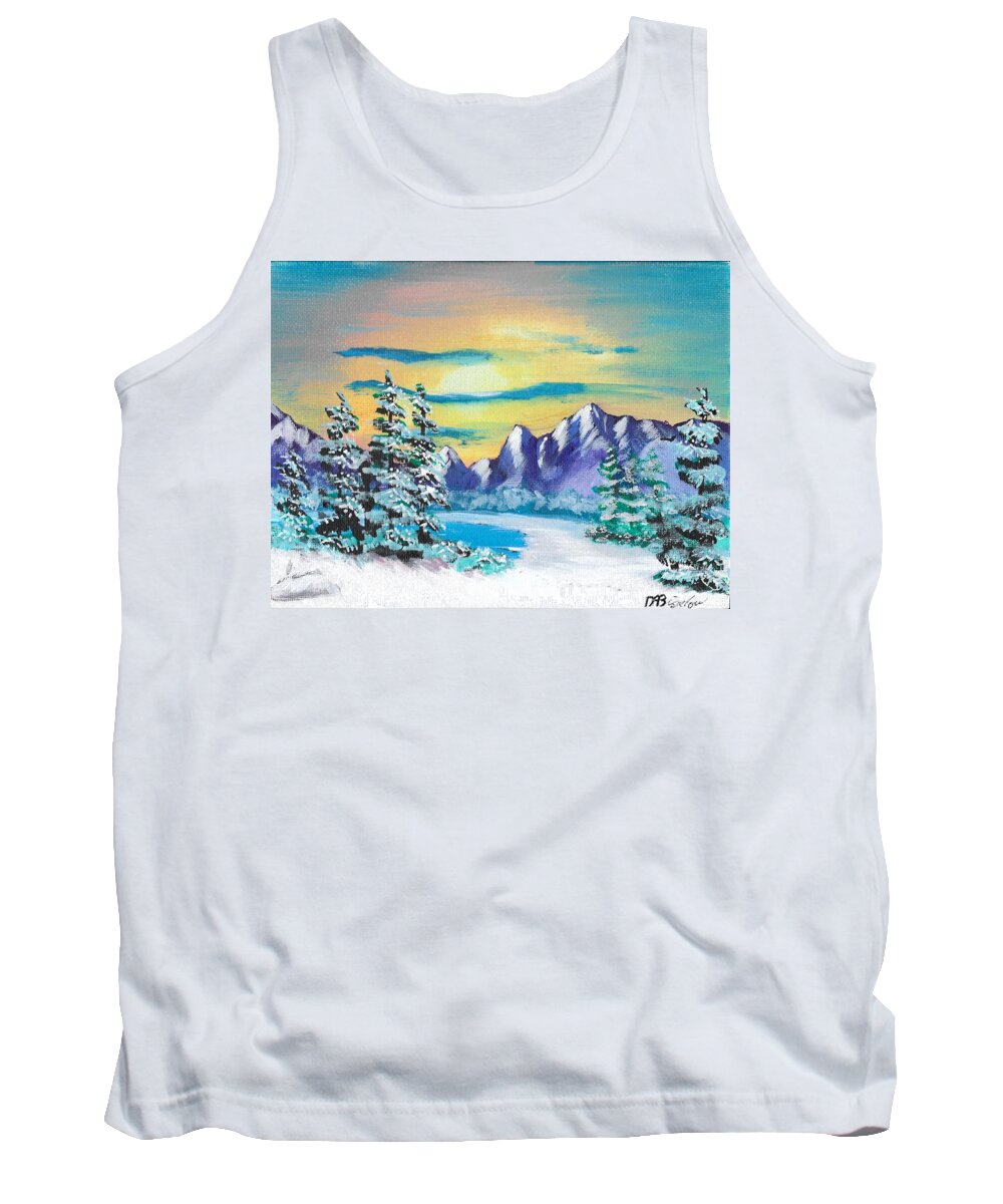 Mountains Tank Top featuring the painting Winter Mountains by David Bigelow