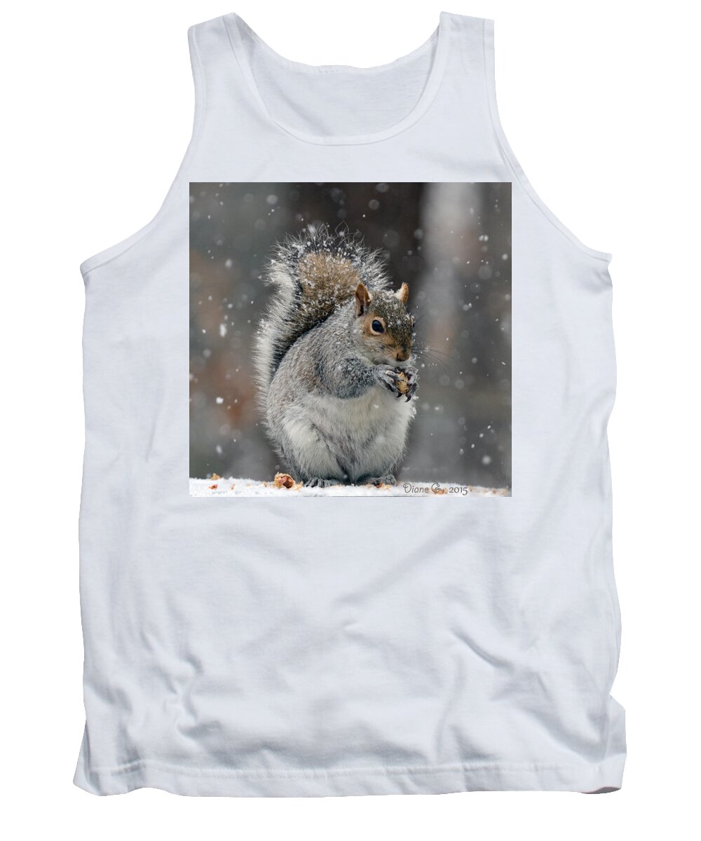 Winter Squirrel Tank Top featuring the photograph Winter Squirrel by Diane Giurco