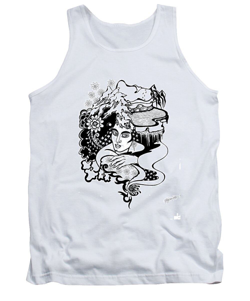 Snow Tank Top featuring the drawing Winter by Yelena Tylkina