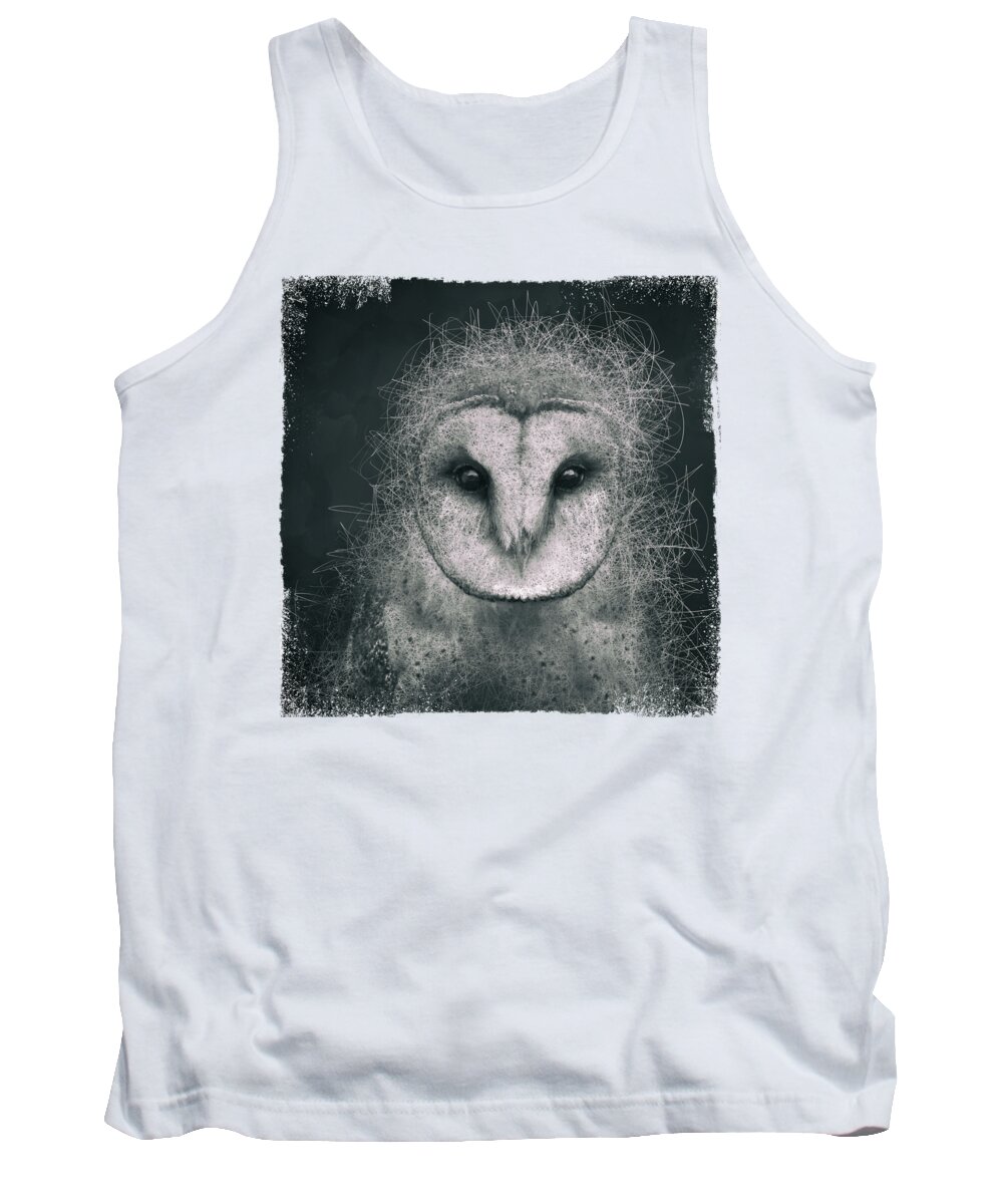 Wisdom Owl Nature Surreal Fantasy Bird Abstract Tank Top featuring the digital art Wisdom by Katherine Smit
