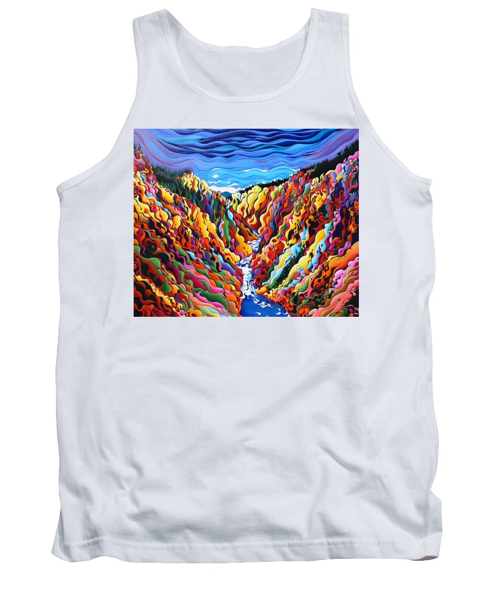 Yellowstone Tank Top featuring the painting Wish You Were Here by Amy Ferrari