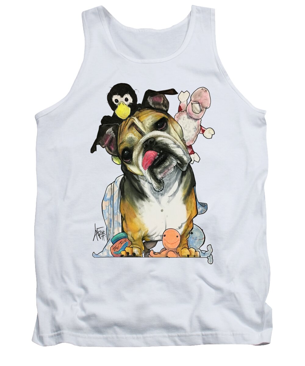 Pet Portrait Tank Top featuring the drawing Wolf 3313 by Canine Caricatures By John LaFree