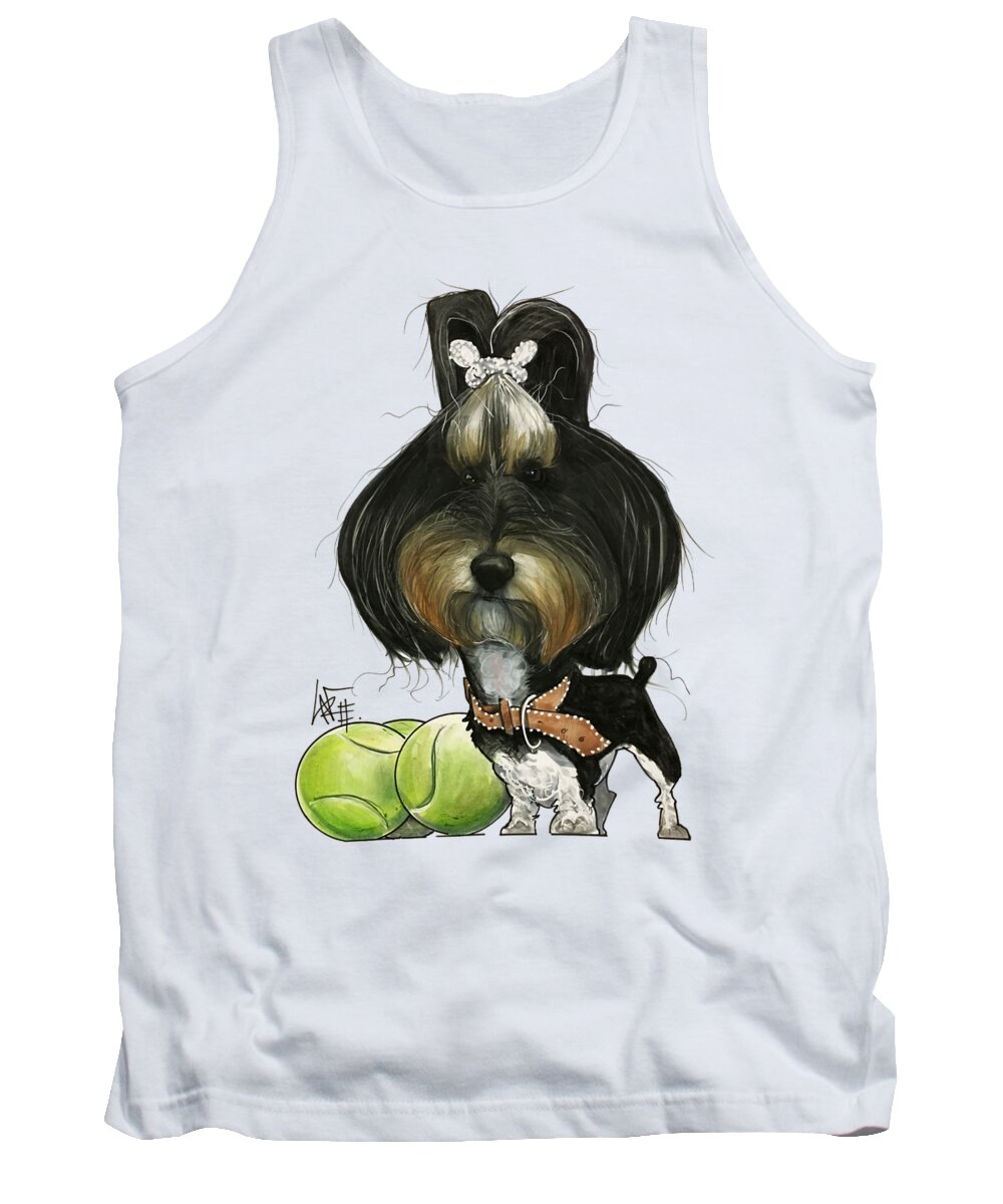 Pet Portrait Tank Top featuring the drawing Wright 7-1461 2 by Canine Caricatures By John LaFree