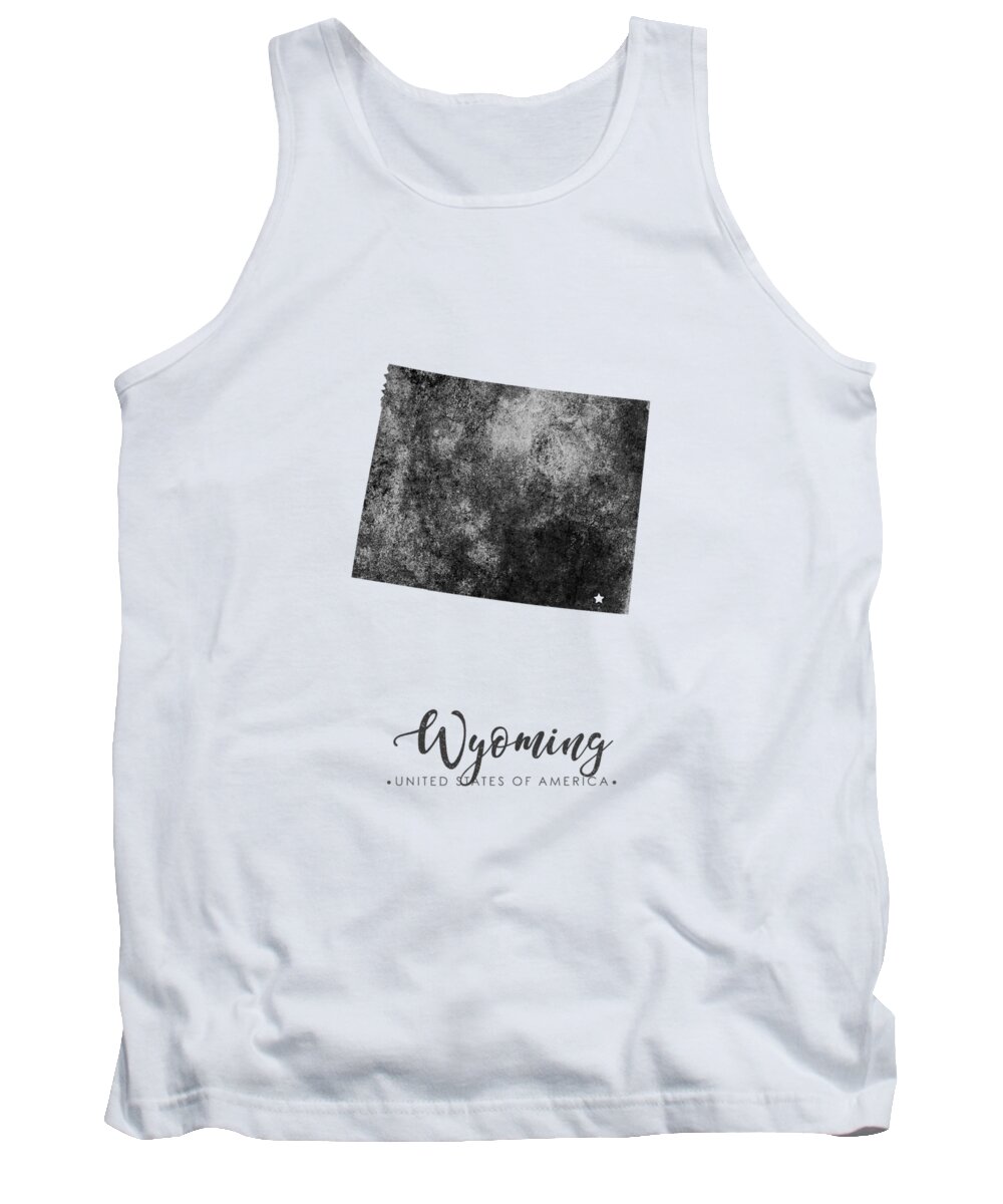 Wyoming Tank Top featuring the mixed media Wyoming State Map Art - Grunge Silhouette by Studio Grafiikka