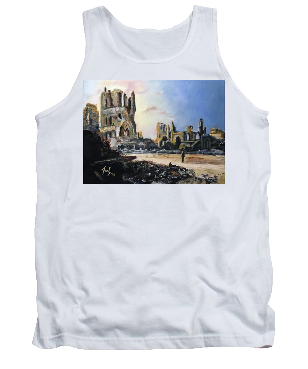 Ww1 Tank Top featuring the painting Ypres 1917 - Remains of Cloth Hall by Josef Kelly