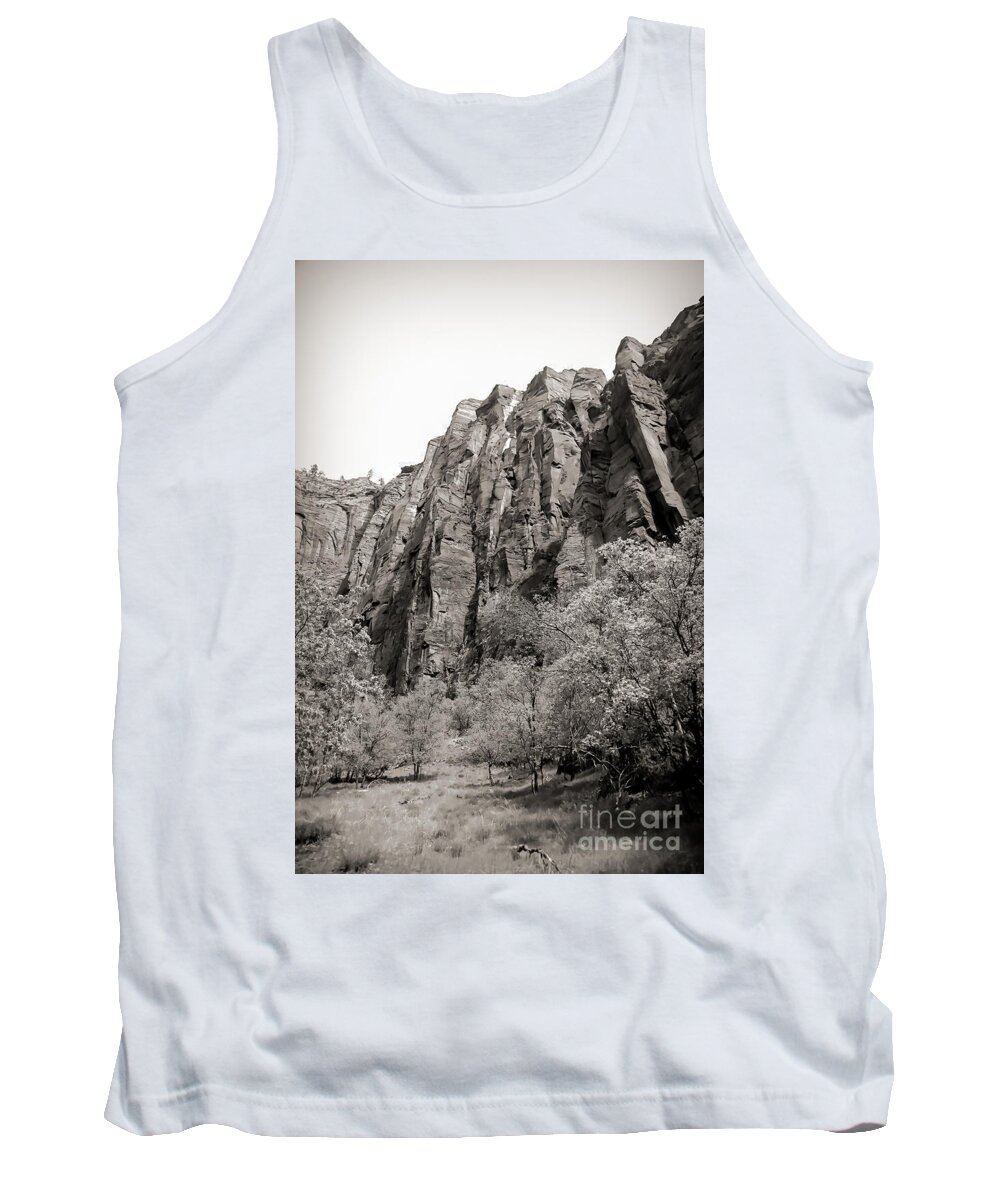 National Park Tank Top featuring the photograph Zion National Park Sepia Tones by Chuck Kuhn