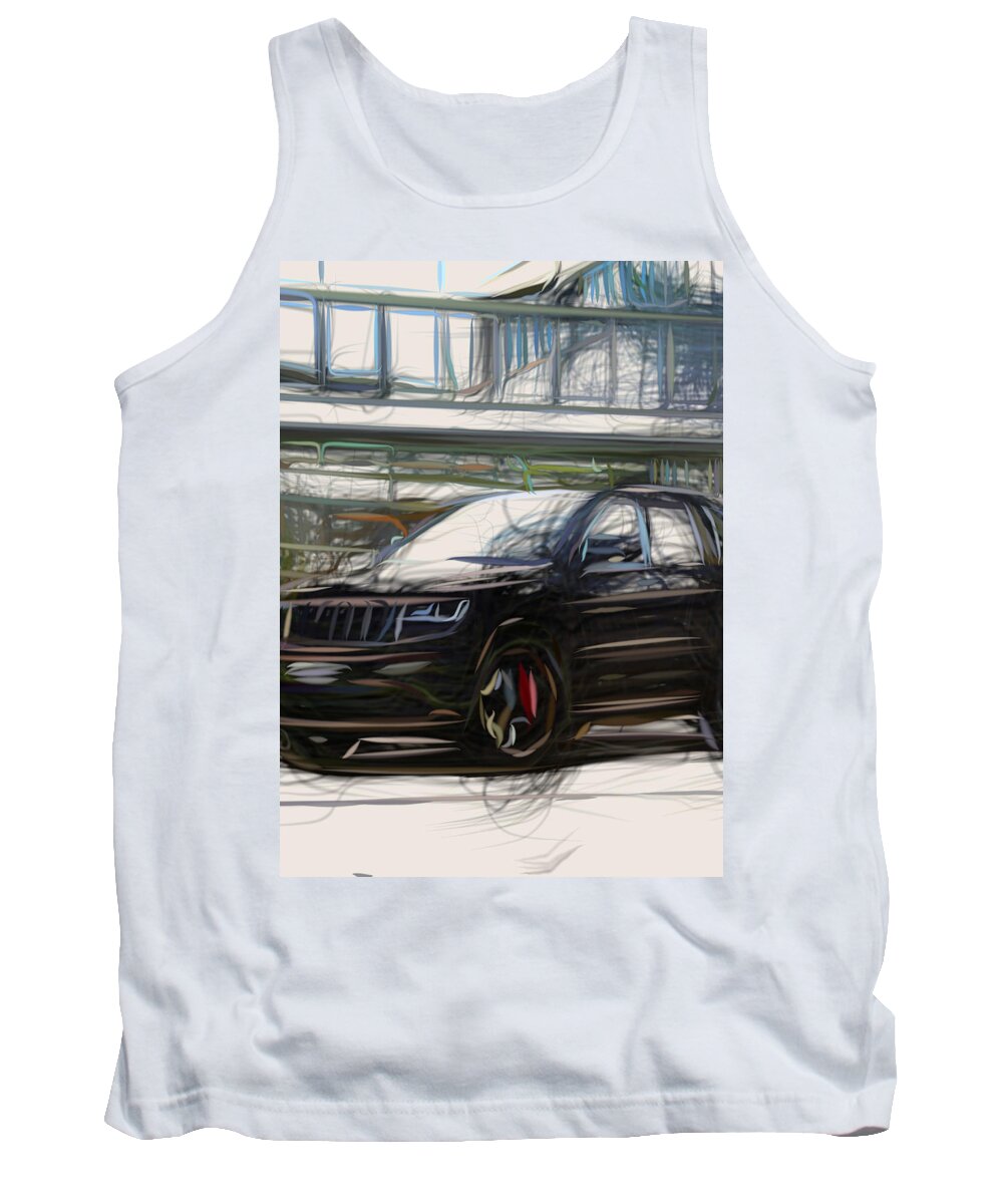 Jeep Tank Top featuring the digital art Jeep Grand Cherokee Srt Drawing #1 by CarsToon Concept
