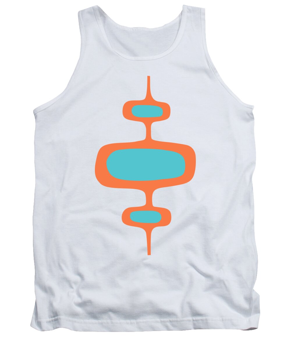 Mid Century Modern Tank Top featuring the digital art Mod Pod One in Turquoise and Orange by Donna Mibus