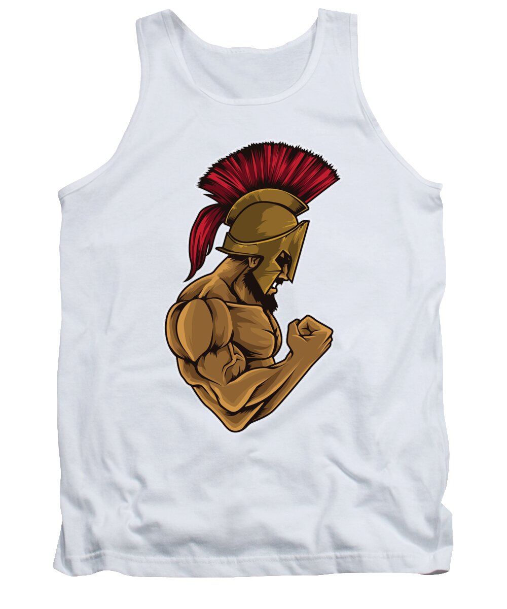 Fitness Tank Top featuring the digital art Spartan At The Gym Training Fitness Muscles Power #1 by Mister Tee