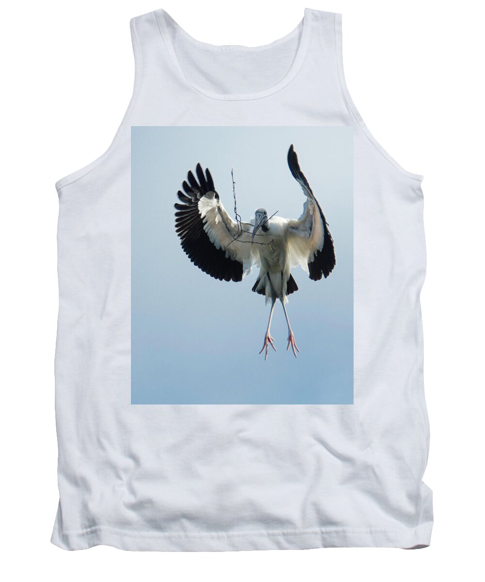 Alligator Farm Tank Top featuring the photograph Woodstork Nesting #1 by Donald Brown