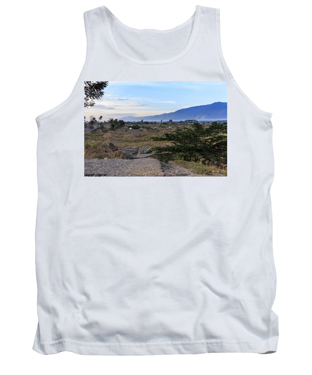 Beautiful Tank Top featuring the photograph A sunny morning at the village petobo lost due to liquefaction #13 by Mangge Totok