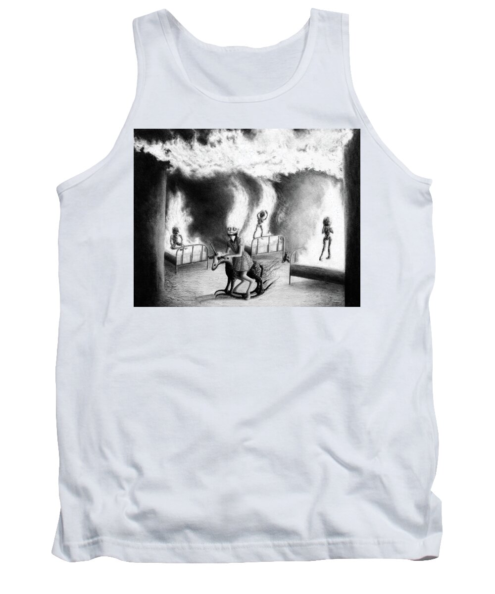 Horror Tank Top featuring the drawing Philippa The Crackling Rider - Artwork by Ryan Nieves