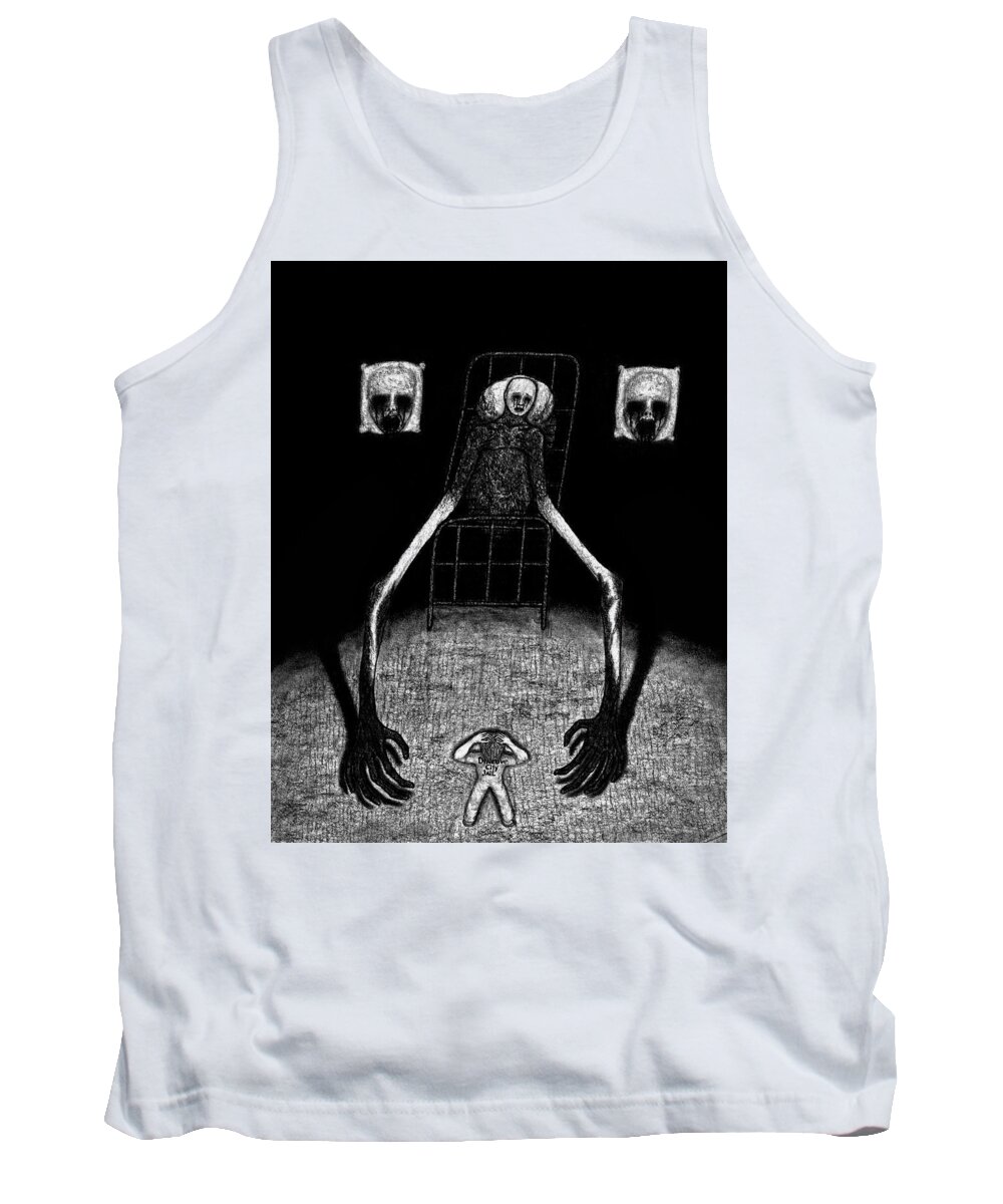 Horror Tank Top featuring the drawing Stanley The Sleepless - Artwork by Ryan Nieves