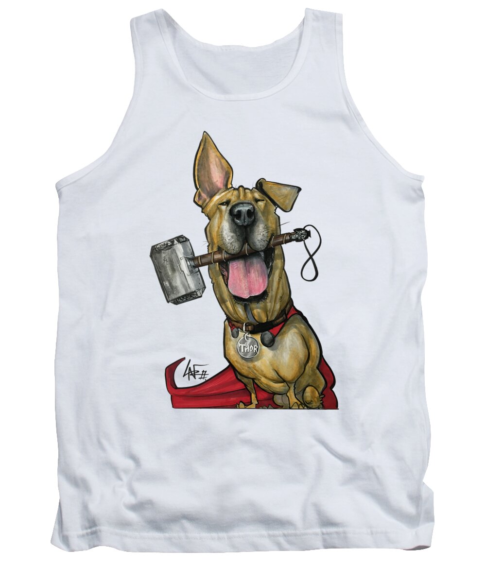 Thiel 4214 Tank Top featuring the drawing Thiel 4214 by Canine Caricatures By John LaFree