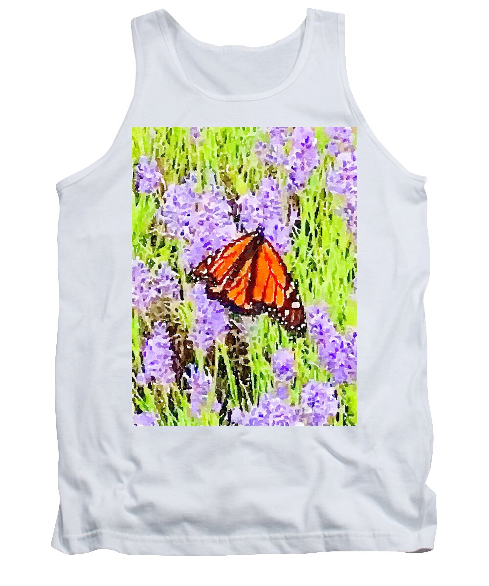 Lavendar Butterfly Purple Tank Top featuring the photograph Untethered Flower by Kathy Bee