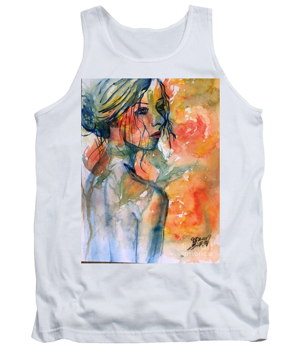 932019 Tank Top featuring the painting 932029 by Han in Huang wong
