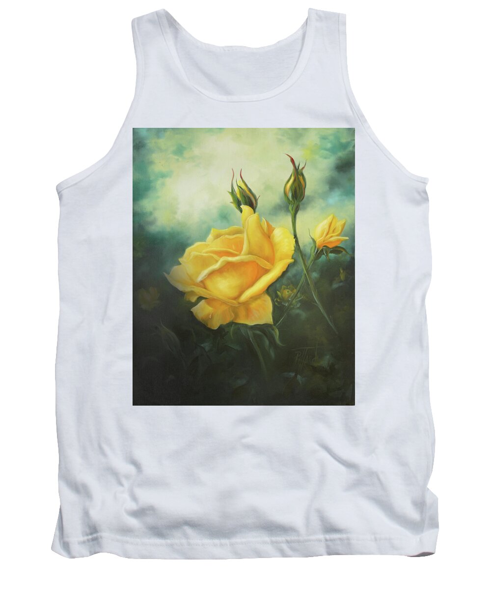 Rose Tank Top featuring the painting Yellow Friendship Rose by Lynne Pittard