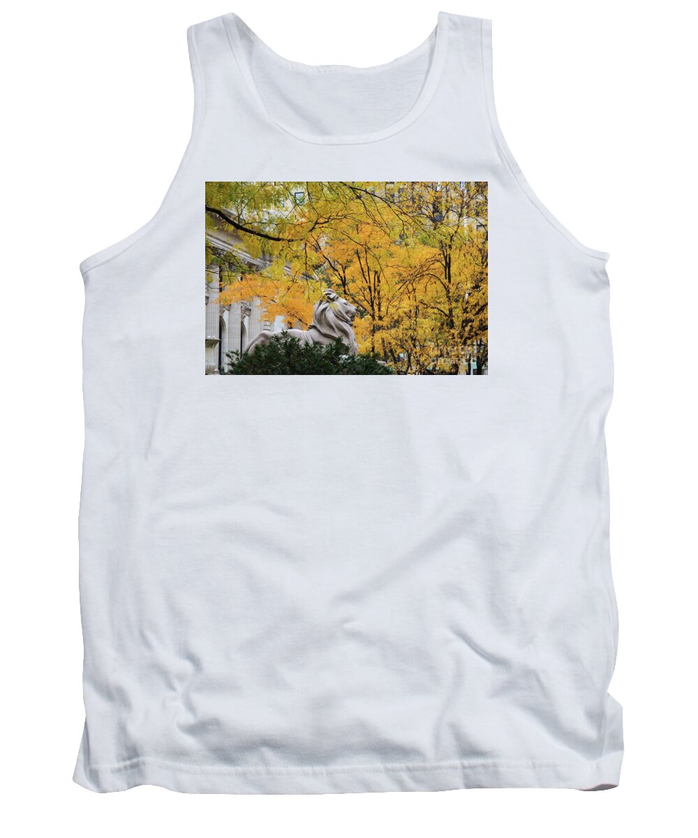 New York Tank Top featuring the photograph Manhattan's Public Library In Autumn by Marcus Dagan