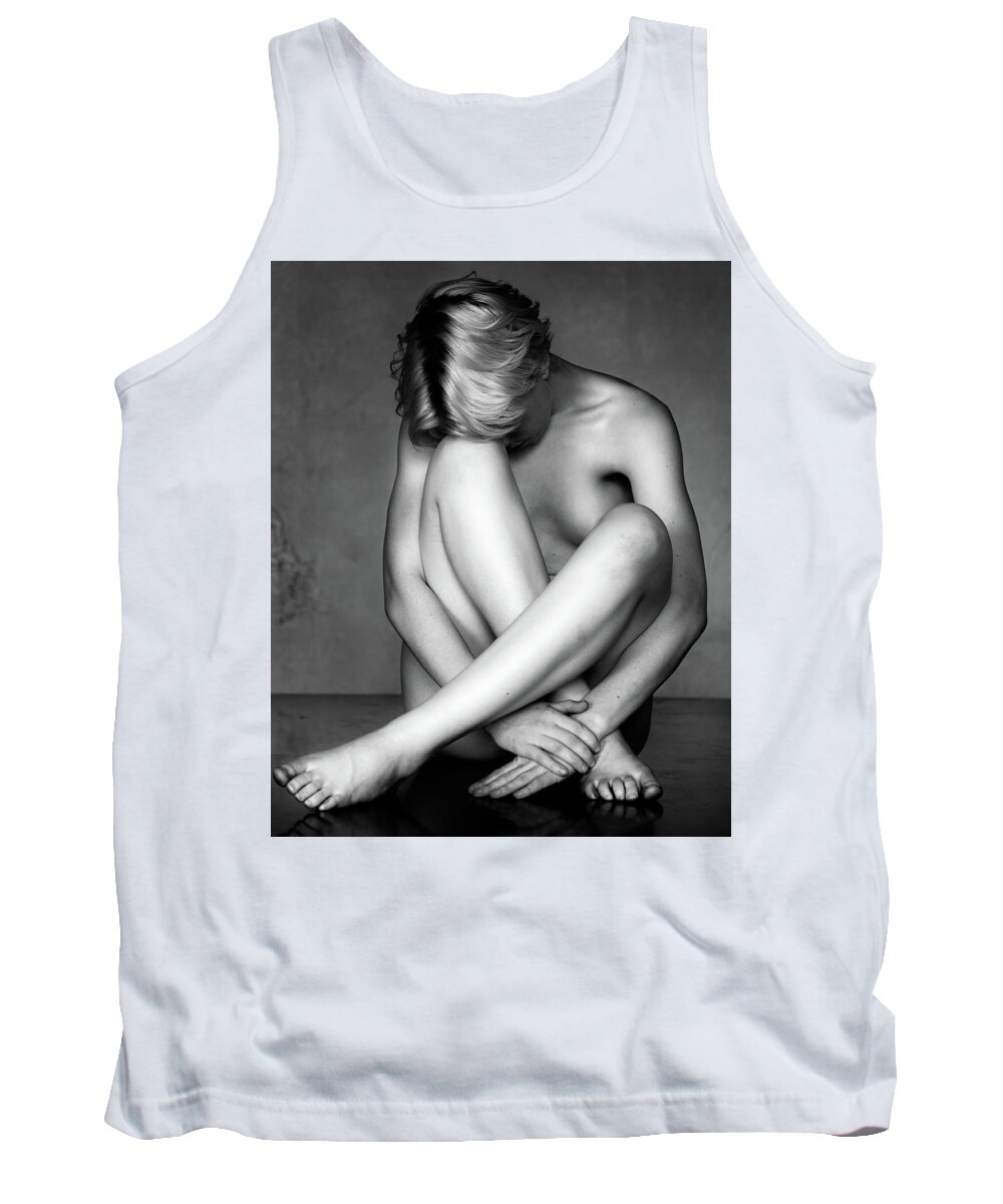 Weston Tank Top featuring the photograph Abi With Head on Her Knee by Lindsay Garrett