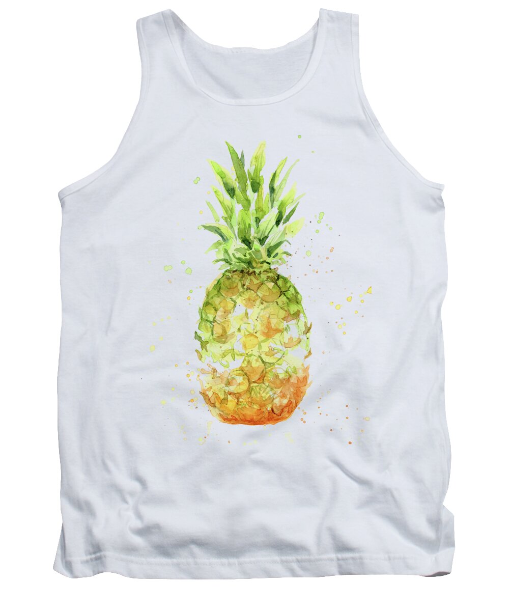 Pineapple Tank Top featuring the painting Abstract Watercolor Pineapple by Olga Shvartsur