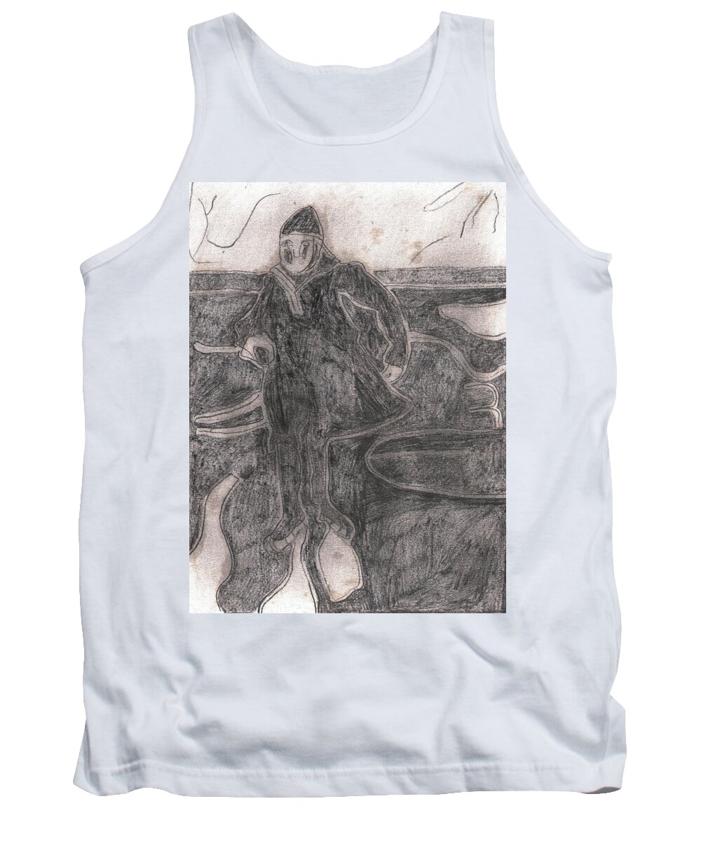 Drawing Tank Top featuring the drawing After Billy Childish Pencil Drawing 36 by Edgeworth Johnstone