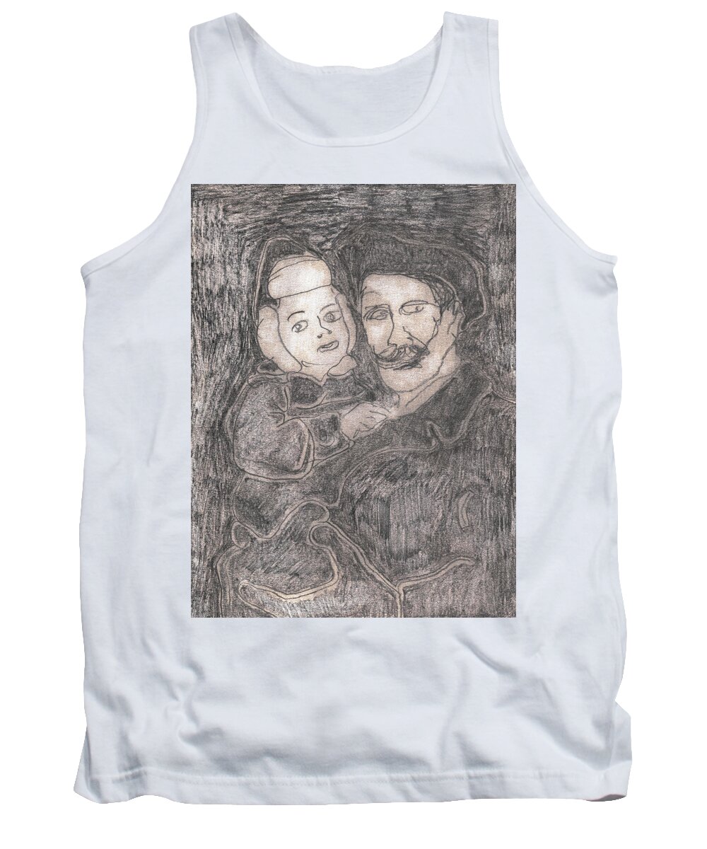 Drawing Tank Top featuring the drawing After Billy Childish Pencil Drawing 42 by Edgeworth Johnstone