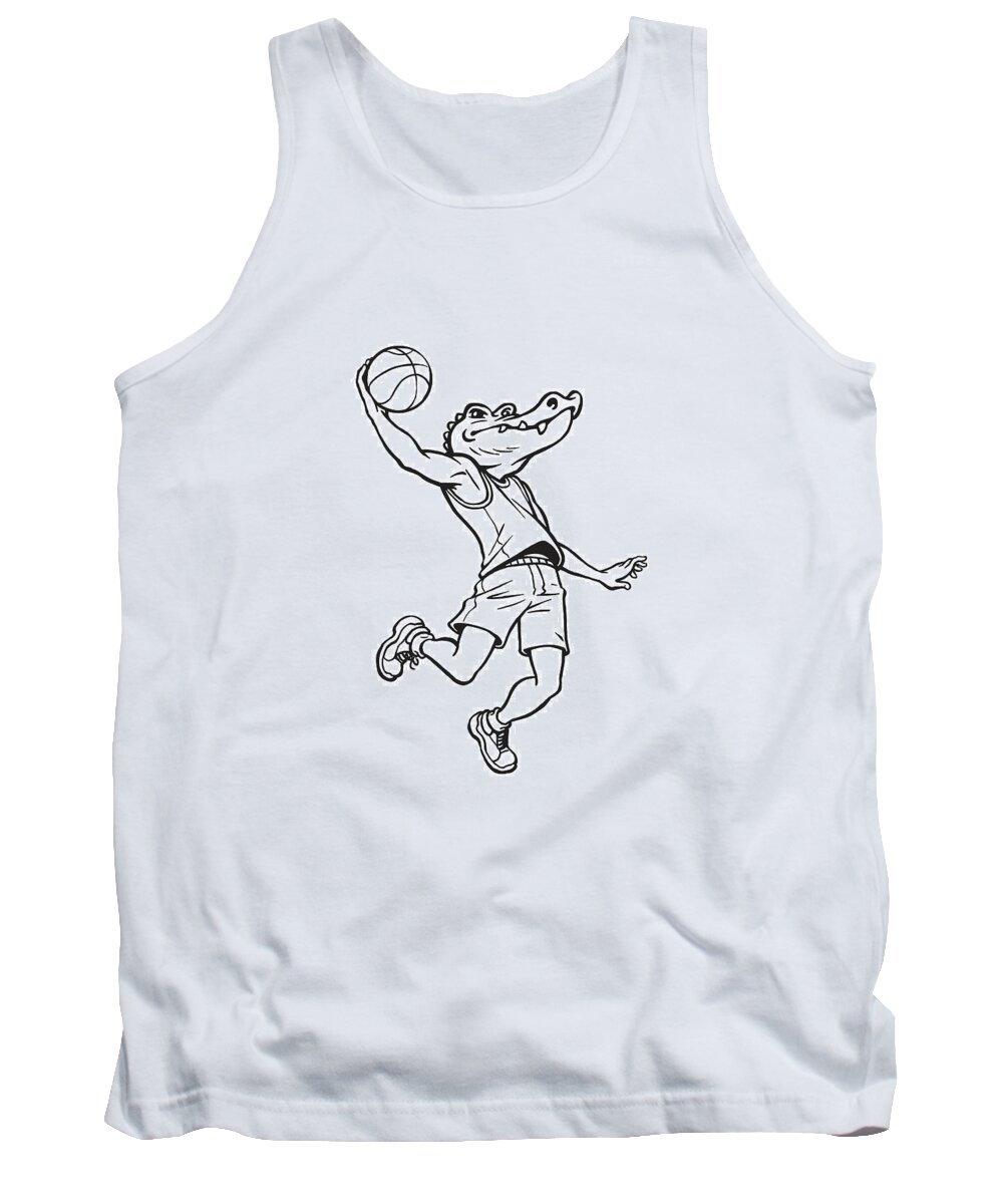Agile Tank Top featuring the drawing Alligator Jumping With Basketball by CSA Images