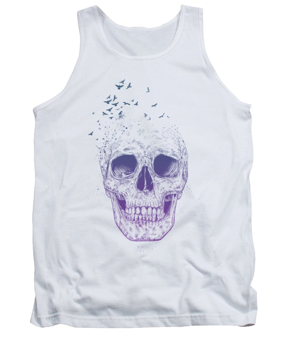 Skull Tank Top featuring the mixed media Let them fly by Balazs Solti