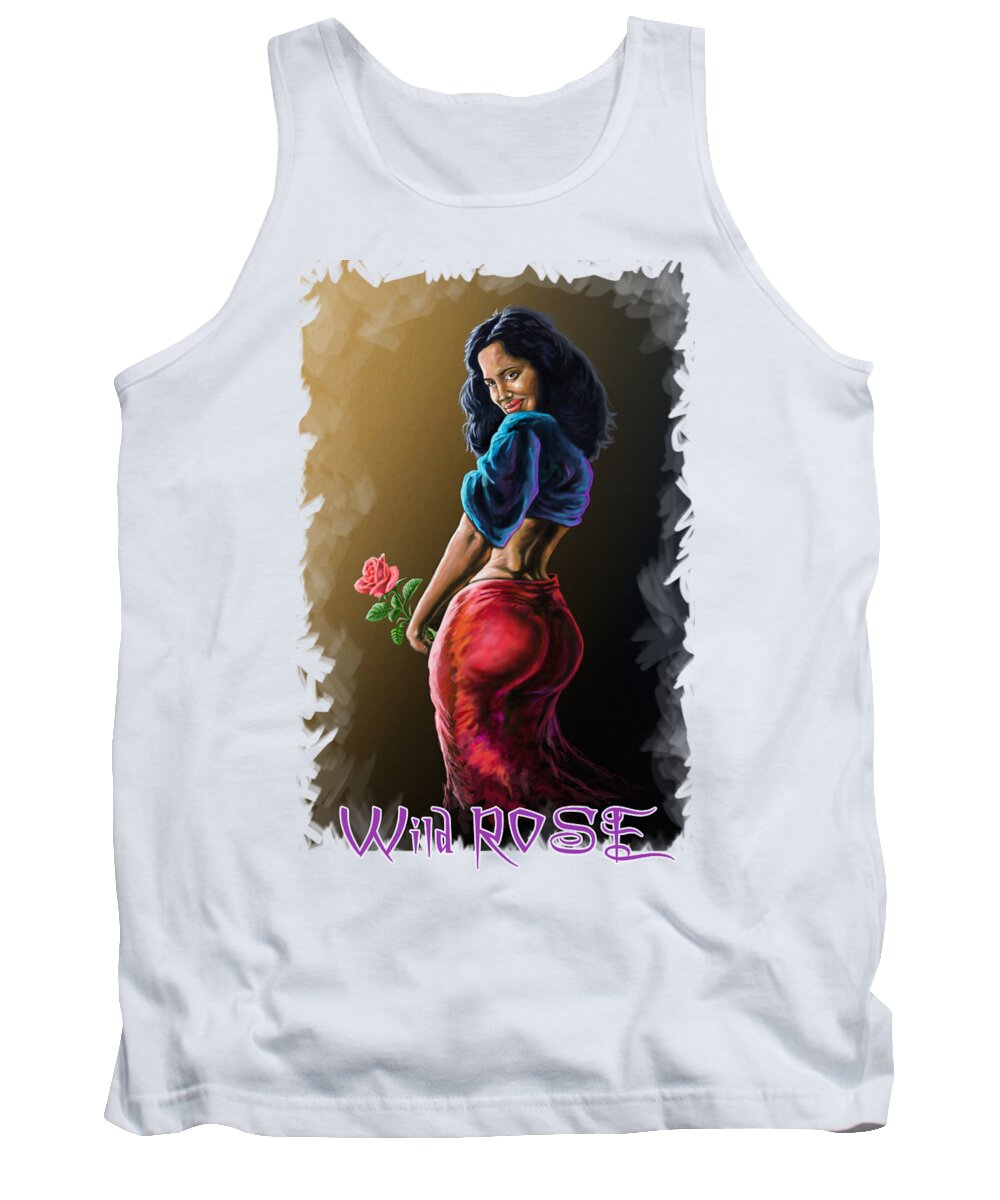Kenya Tank Top featuring the painting Wild Rose by Anthony Mwangi
