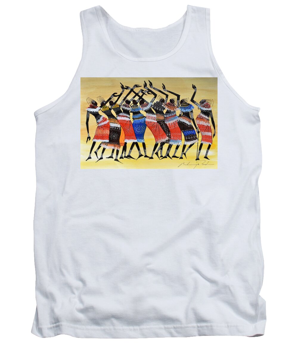 Africa Tank Top featuring the painting B-405 by Martin Bulinya