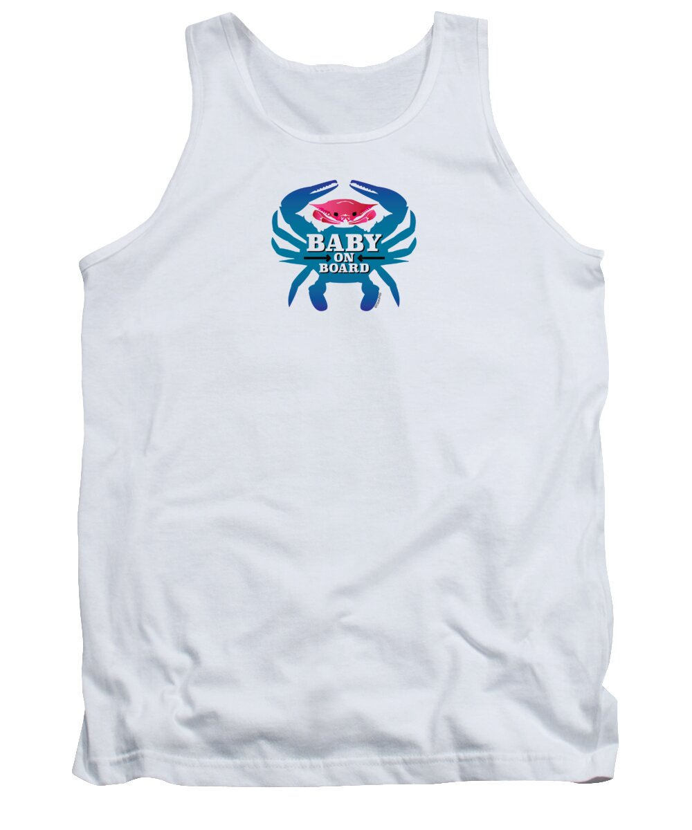 Baby On Board Tank Top featuring the digital art Baby On Board, Pink Crab by Joe Barsin