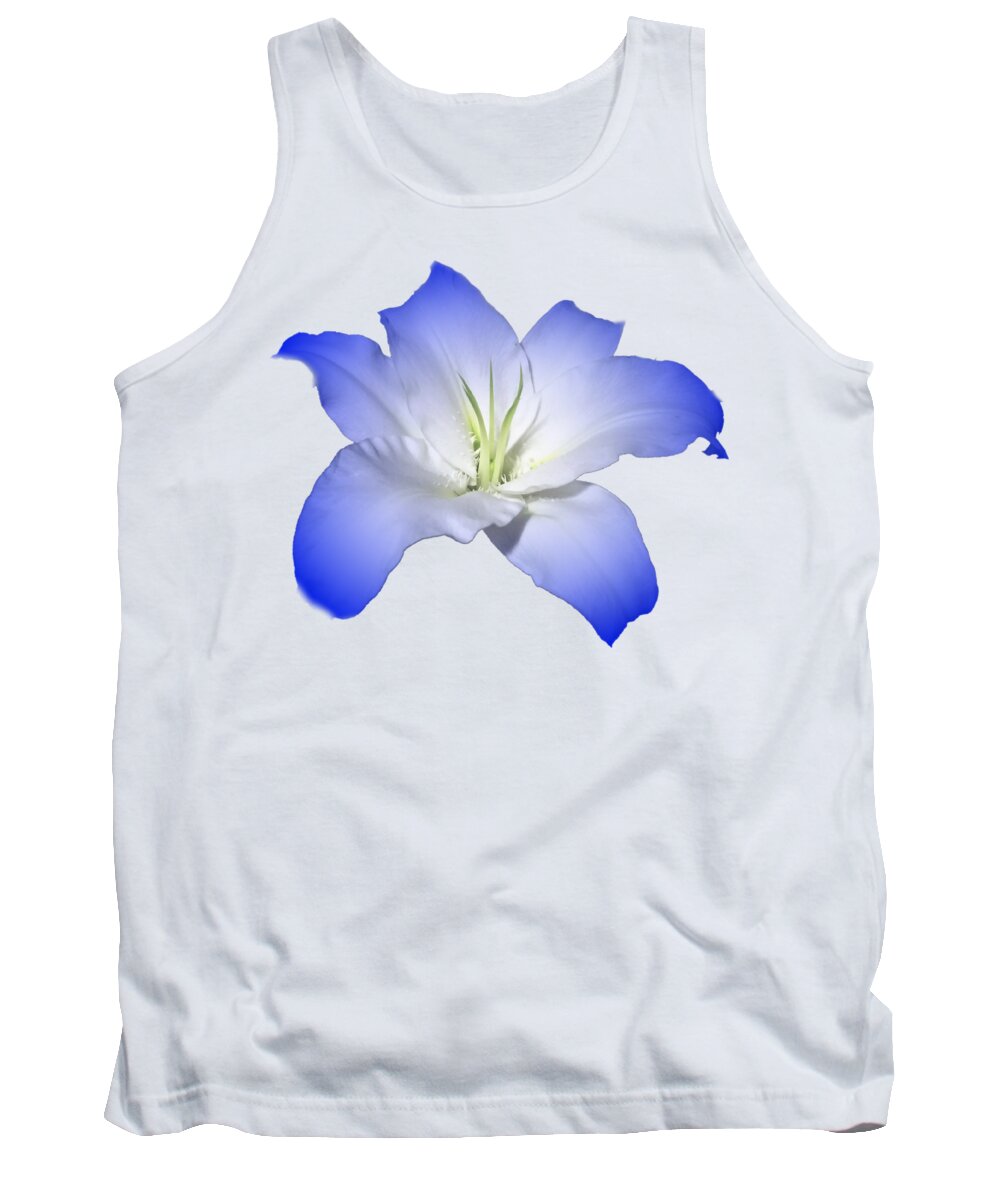 Blue Tank Top featuring the photograph Blue Lily Flower for Shirts by Delynn Addams