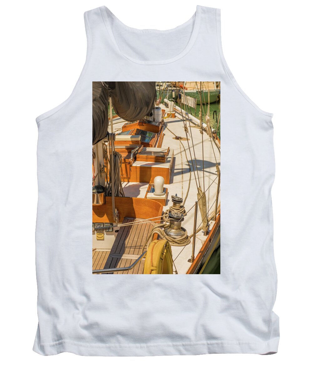 Italy Tank Top featuring the photograph Boat Deck by Vivida Photo PC