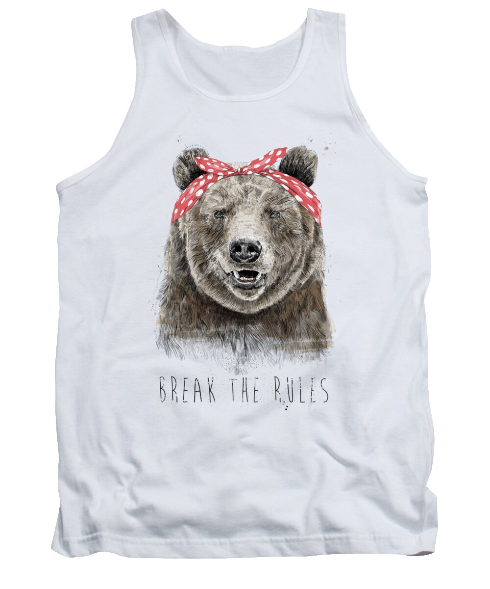 Bear Tank Top featuring the mixed media Break the rules by Balazs Solti