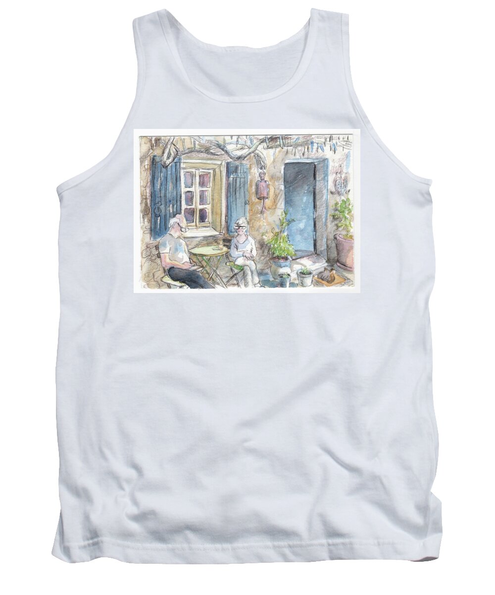 House Tank Top featuring the painting Breakfast al fresco by Tilly Strauss
