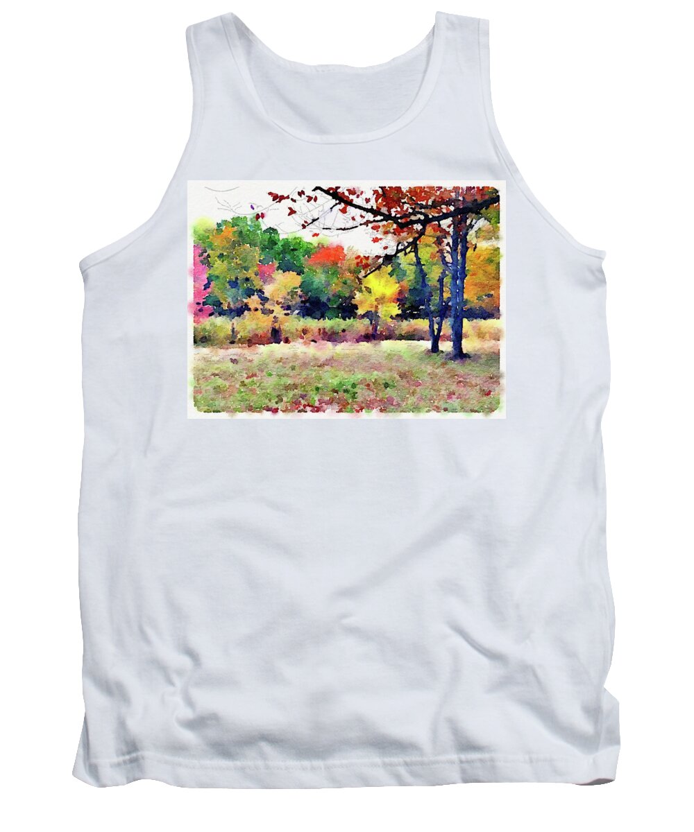 Photoshopped Photograph Tank Top featuring the digital art Bumblebee forrest in the fall by Steve Glines