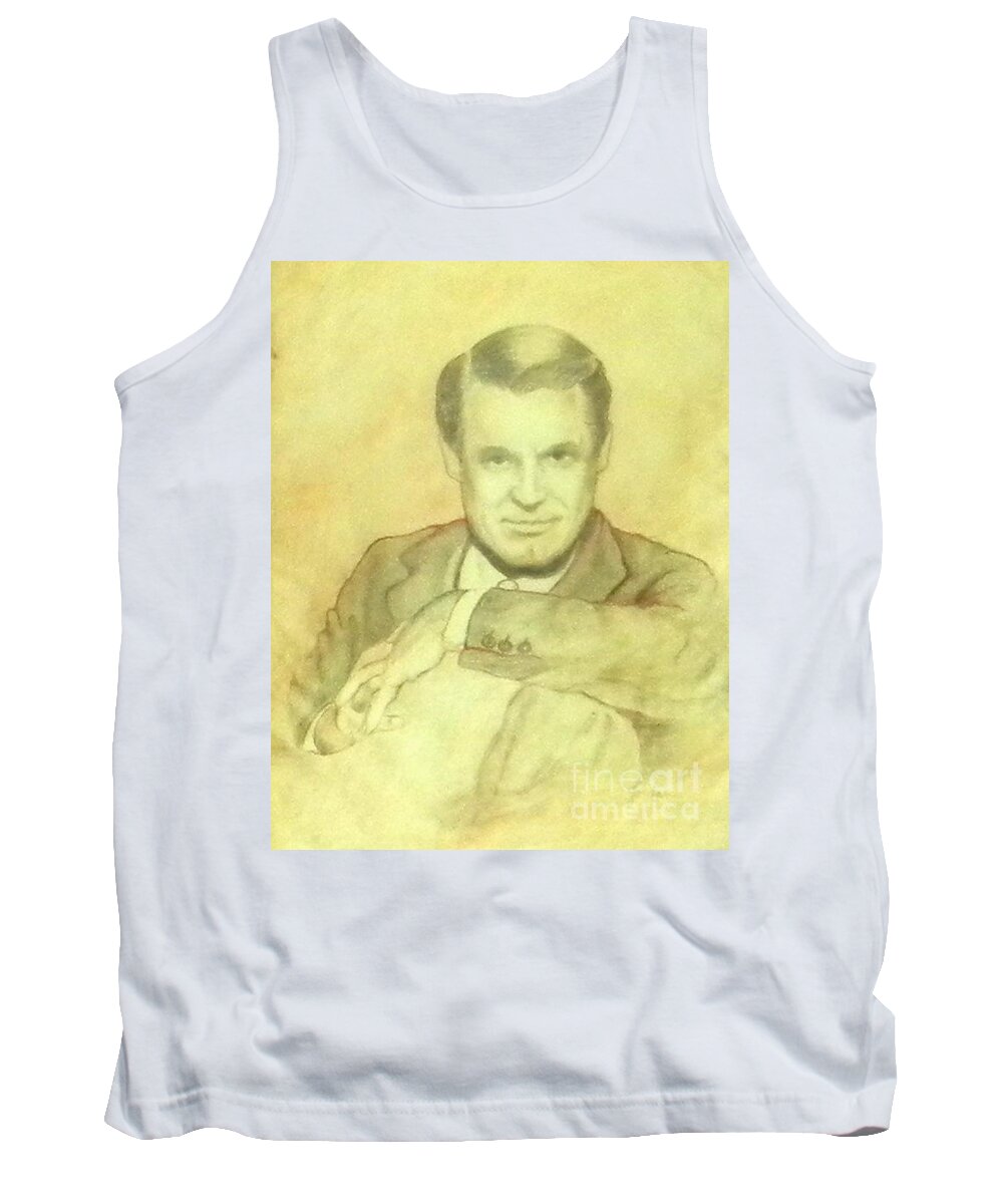 Cary Grant Sketch Tank Top featuring the drawing Cary Grant by Jordana Sands