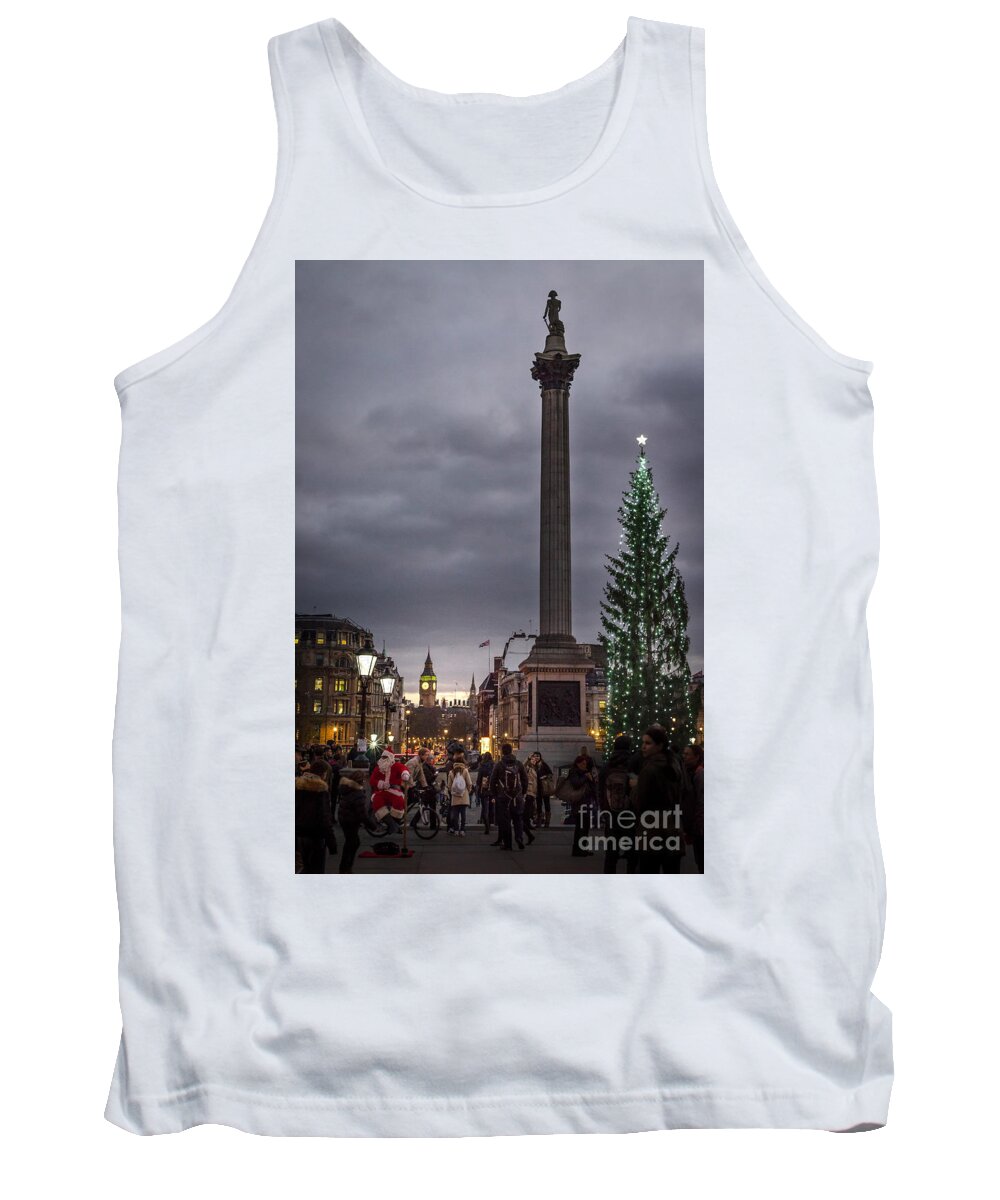 Father Christmas Tank Top featuring the photograph Christmas in Trafalgar Square, London by Perry Rodriguez