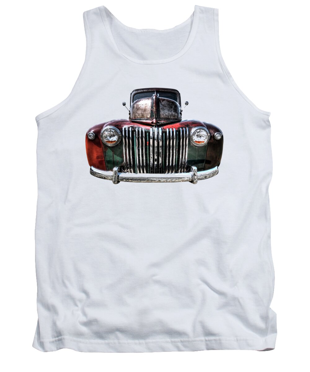 Ford Truck Tank Top featuring the photograph Colorful Rusty Ford Head On by Gill Billington